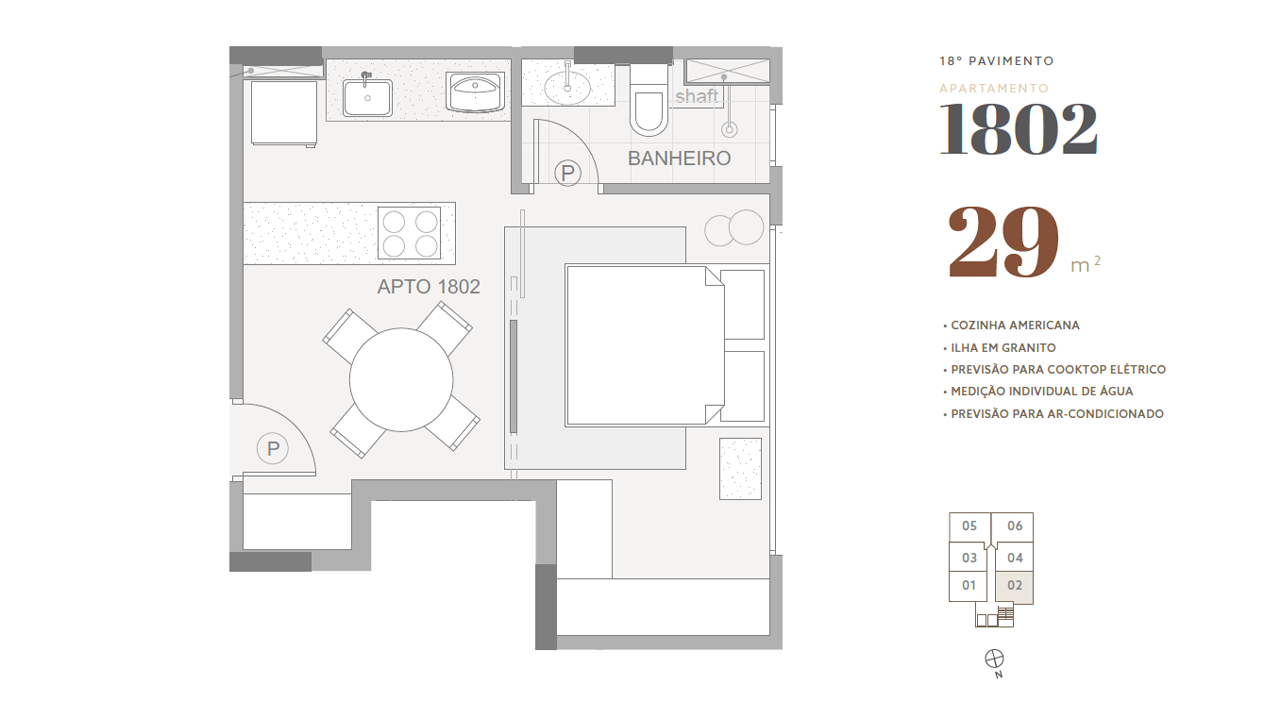 18º pavimento • apto 1802 • 29 m²