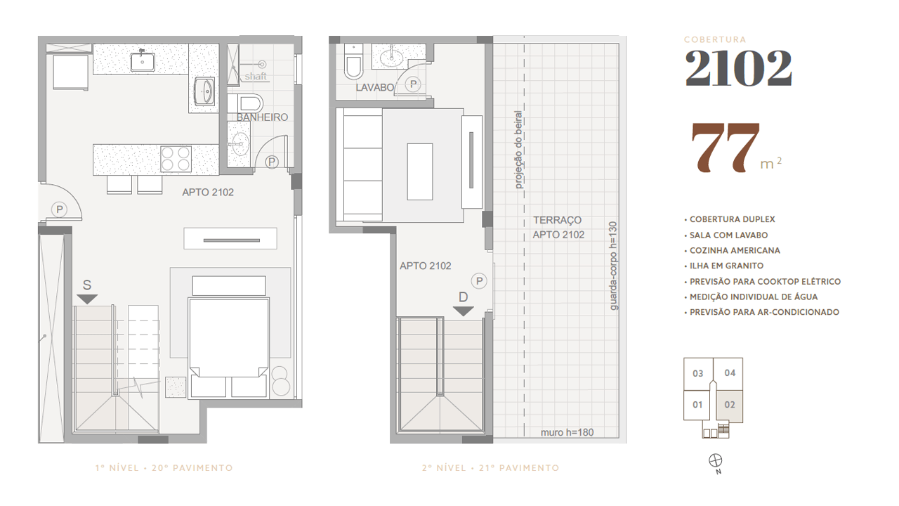 Cobertura • apto 2102 • 83 m²